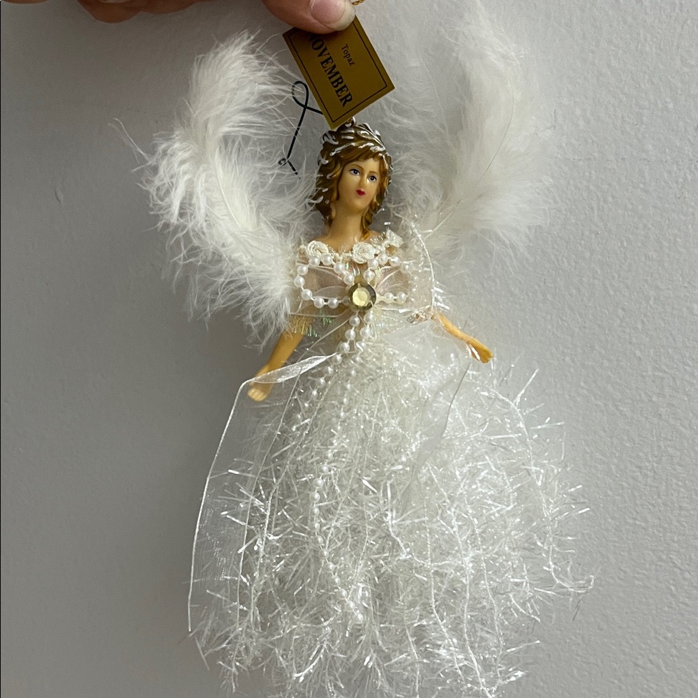 White Angel November Christmas Ornament